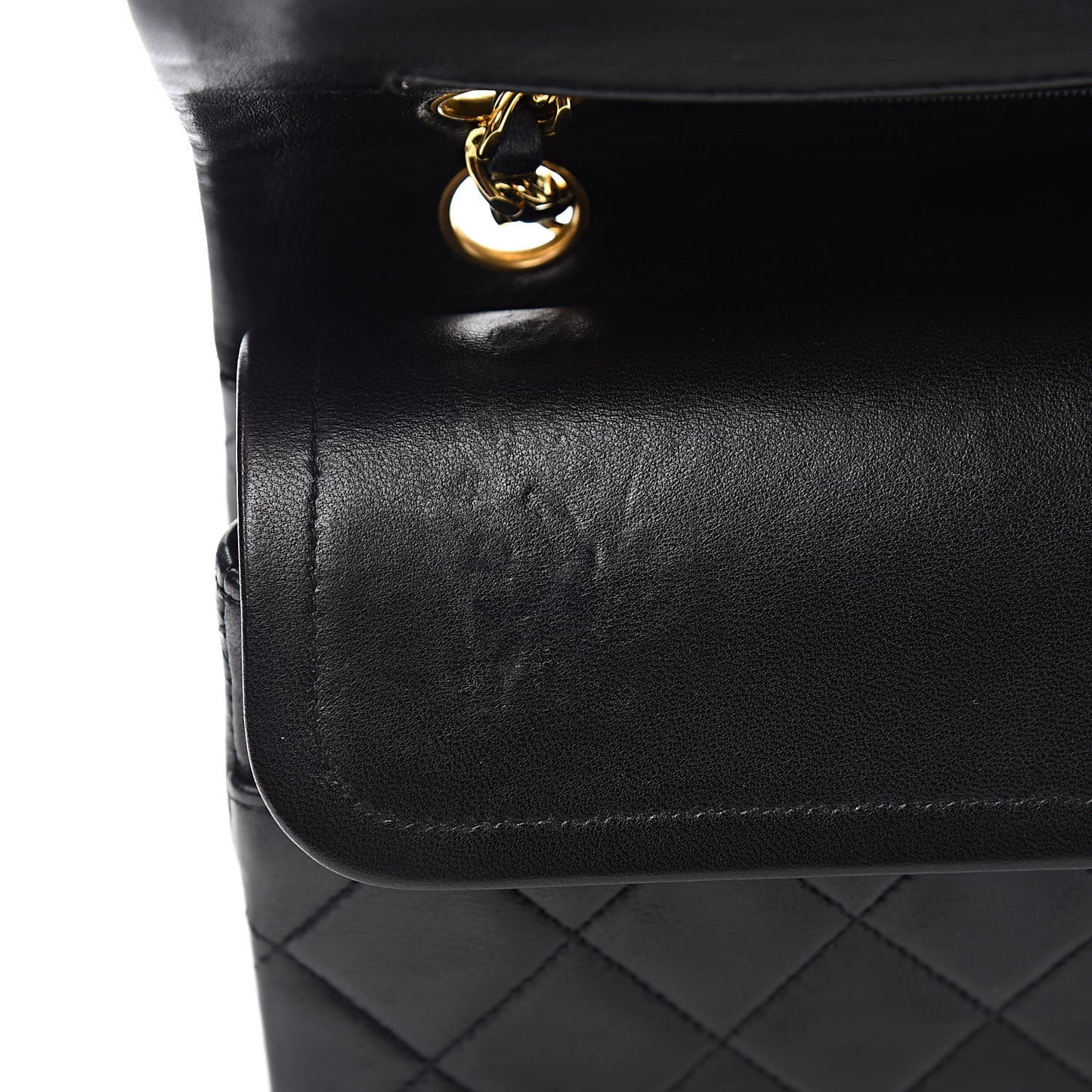Lambskin Quilted Medium Double Flap Black