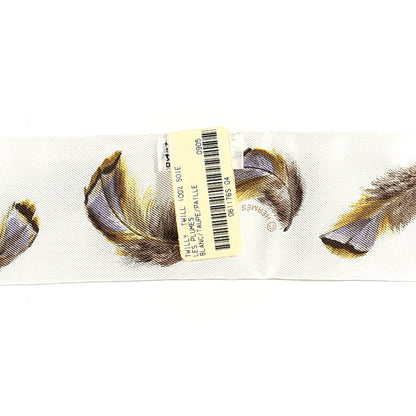 Hermes Silk Plumes par Henri de Linares Twilly White Taupe Paille 3 of 3