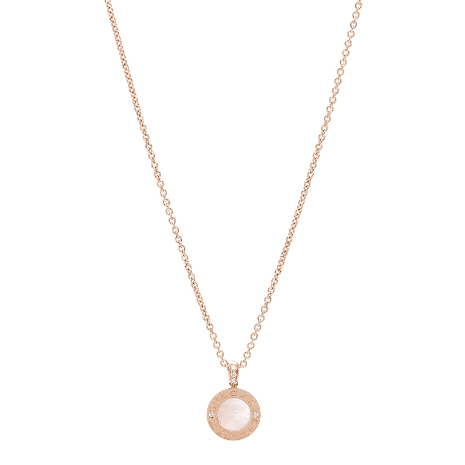 Bulgari 18K Rose Gold Diamond Mother of Pearl Carnelian BVLGARI BVLGARI Pendant Necklace 3 of 9