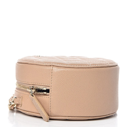 Chanel Caviar Quilted Round Clutch With Chain Beige 4 of 10