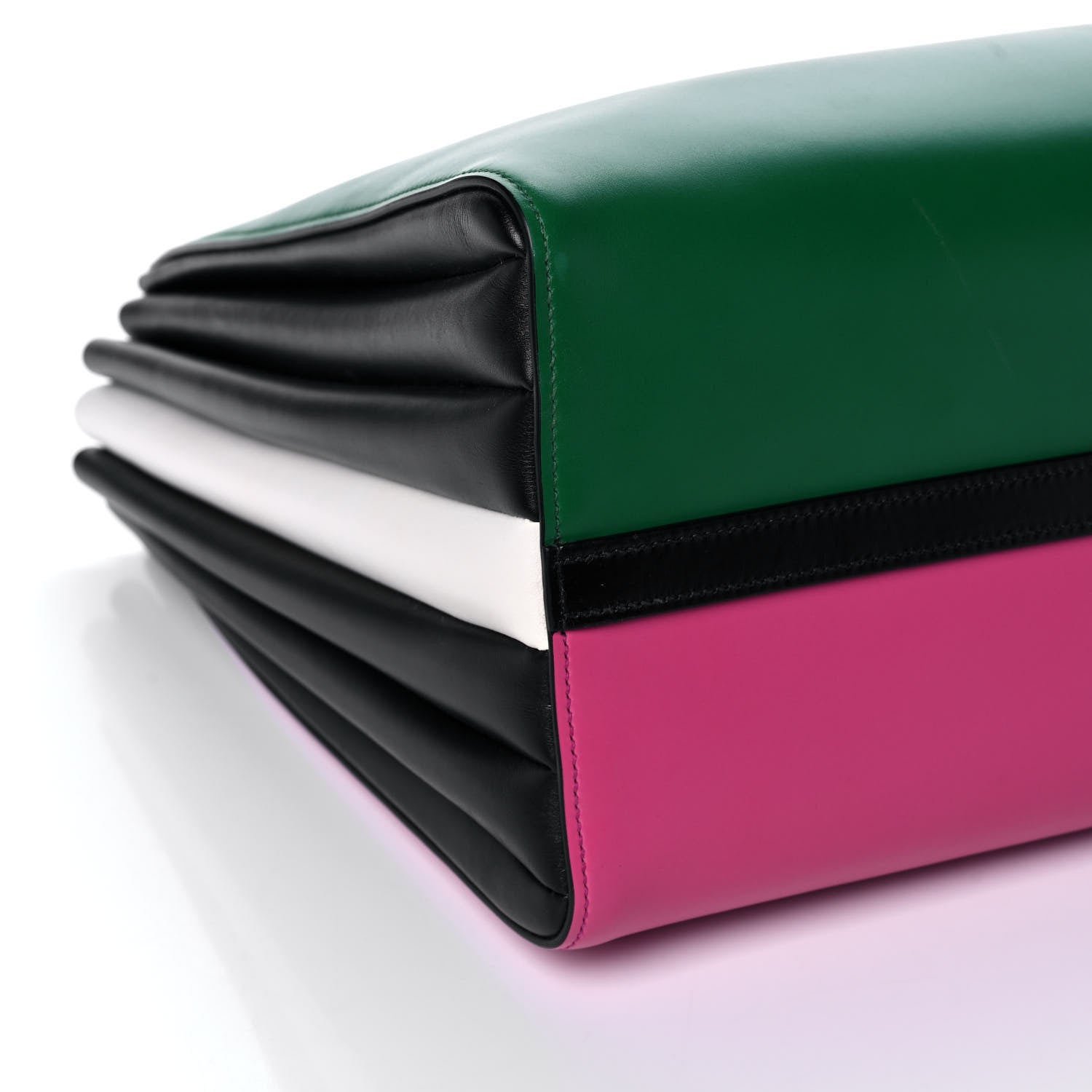 Prada City Calfskin Medium Colorblock Bibliothèque Tote Green Pink 8 of 9