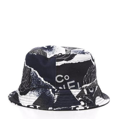 Chanel Cotton Coco Print Bucket Hat M Navy Black White 4 of 7
