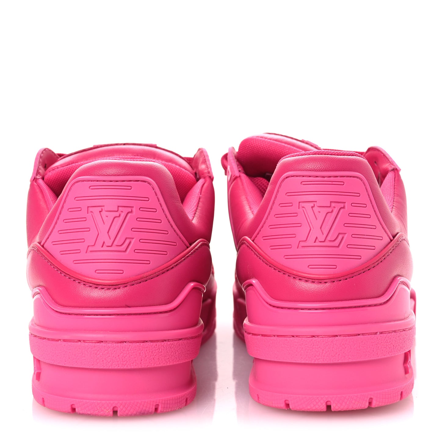 Calfskin Womens LV Trainer Sneakers 37 Hot Pink