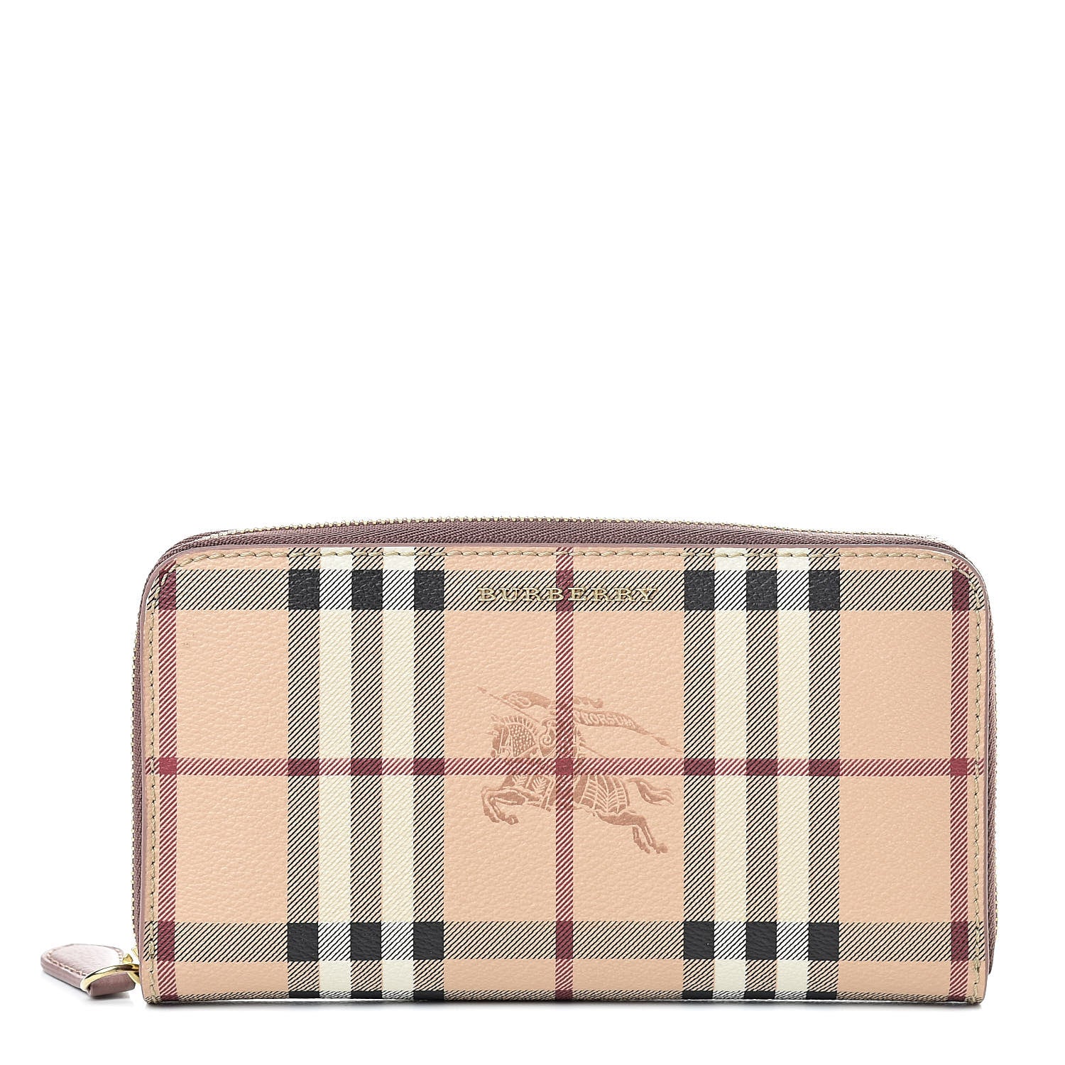 Burberry Haymarket Check Large Ziggy Zip Around Wallet Dusty Pink 1 of 9