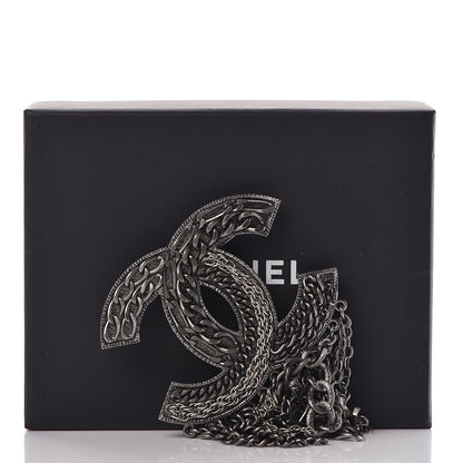 Chanel Ruthenium Chain Fringe CC Brooch 6 of 6