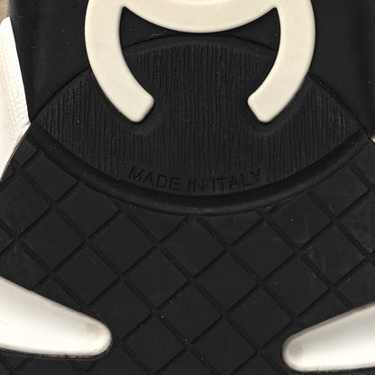 Chanel Mesh Suede Calfskin CC Sneakers 39.5 White Black Beige Gold 7 of 9