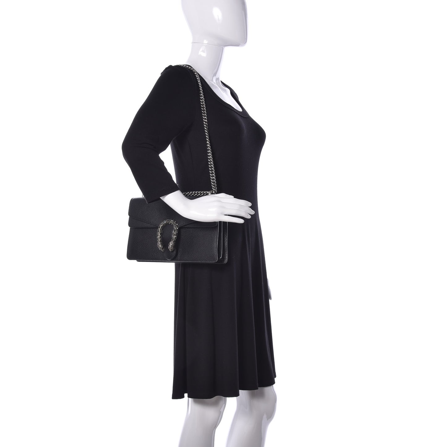 Pebbled Calfskin Small Dionysus Shoulder Bag Black