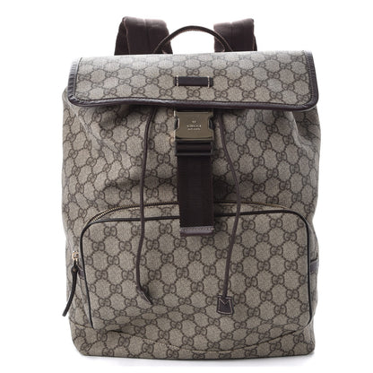 Gucci GG Supreme Monogram Medium Single Buckle Rucksack Backpack Beige Ebony Brown 1 of 9