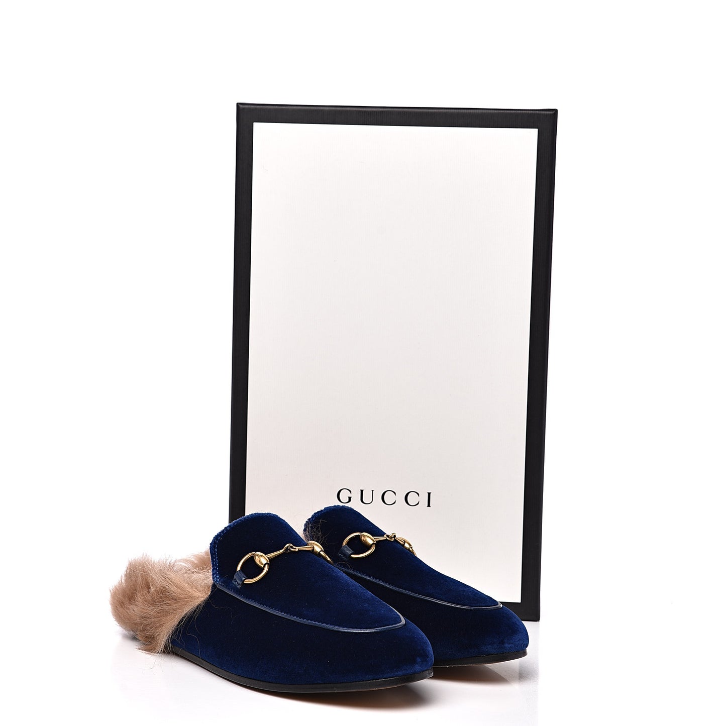 Velvet Fur Womens Princetown Slippers 35 Cobalt Blue