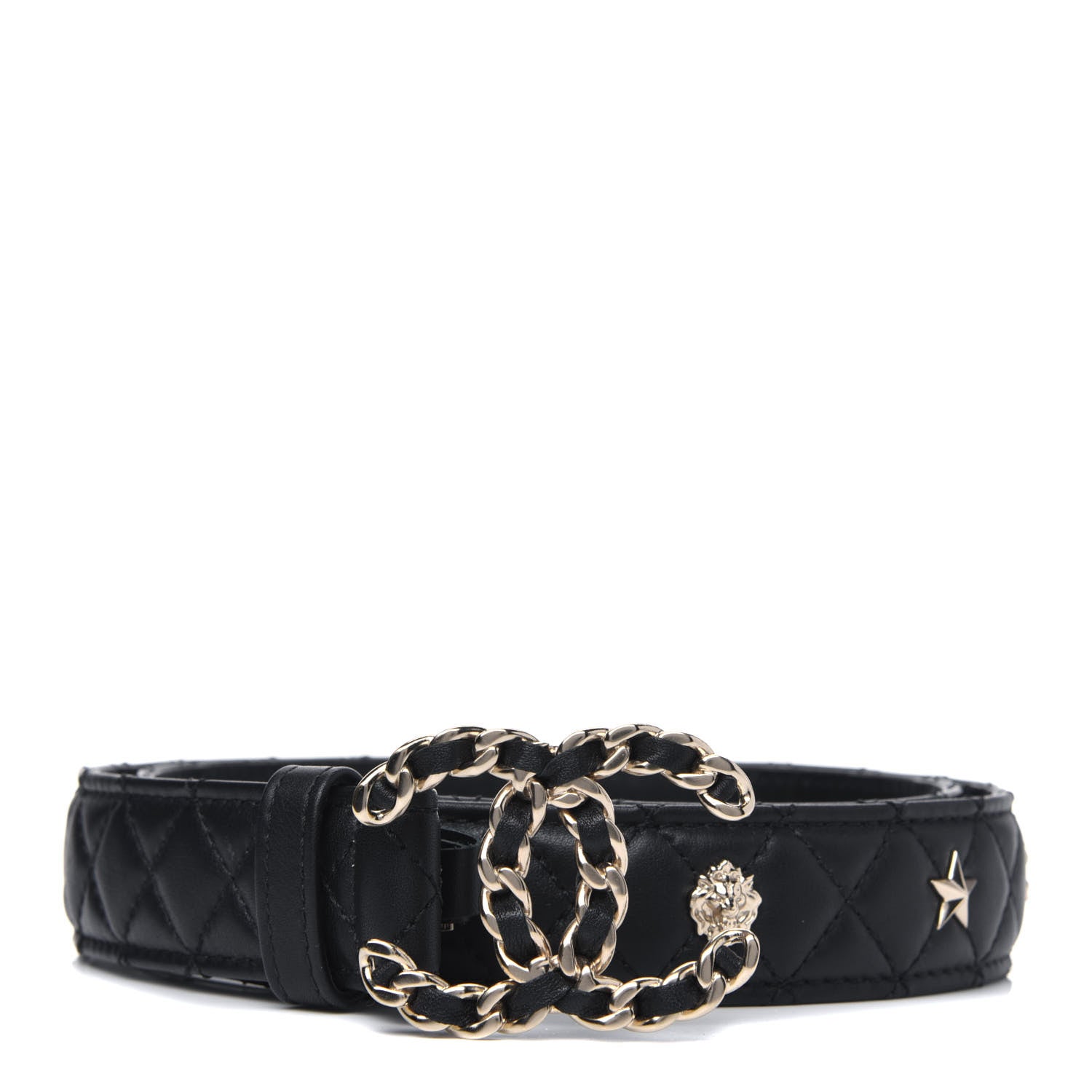 Chanel Lambskin Quilted Charms CC Chain Belt 80 32 Black 1 of 3