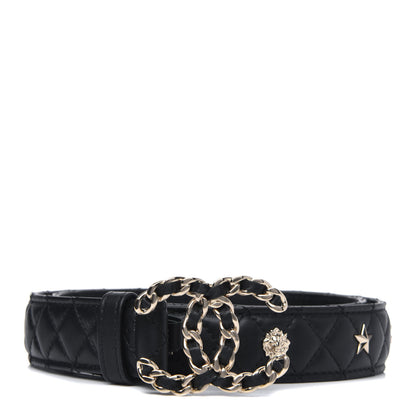 Chanel Lambskin Quilted Charms CC Chain Belt 80 32 Black 1 of 3