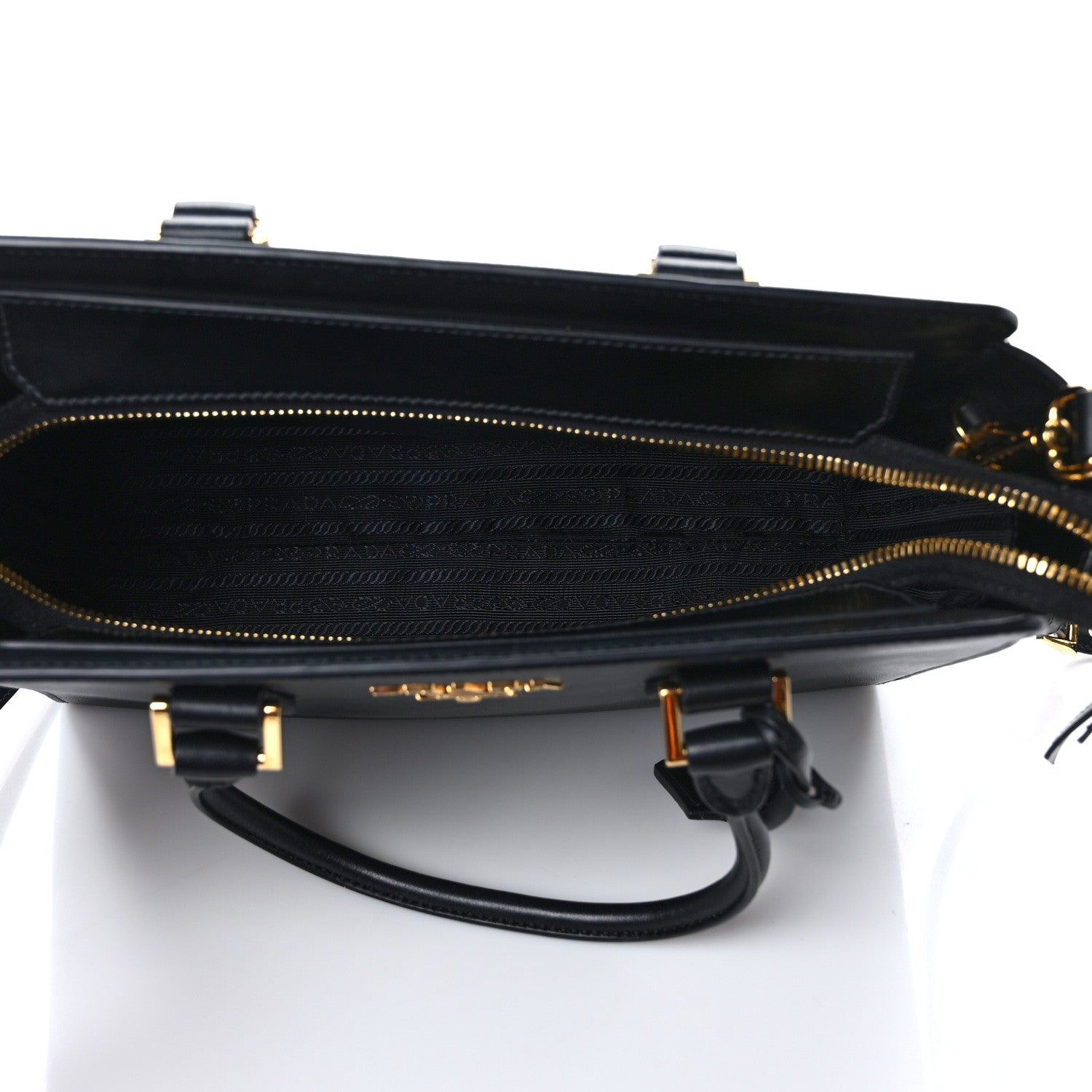 Prada Saffiano Soft Calfskin Small Zippered Tote Black 5 of 11