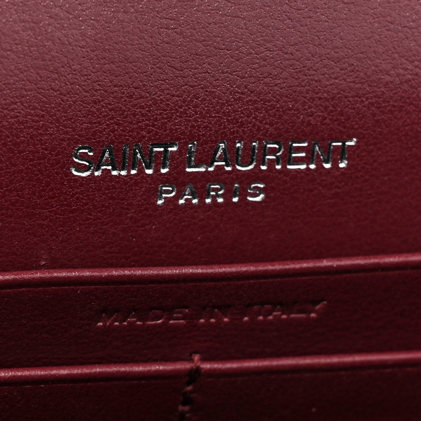 Calfskin Crocodile Embossed Kate Monogram Tassel Chain Wallet Rouge Legion