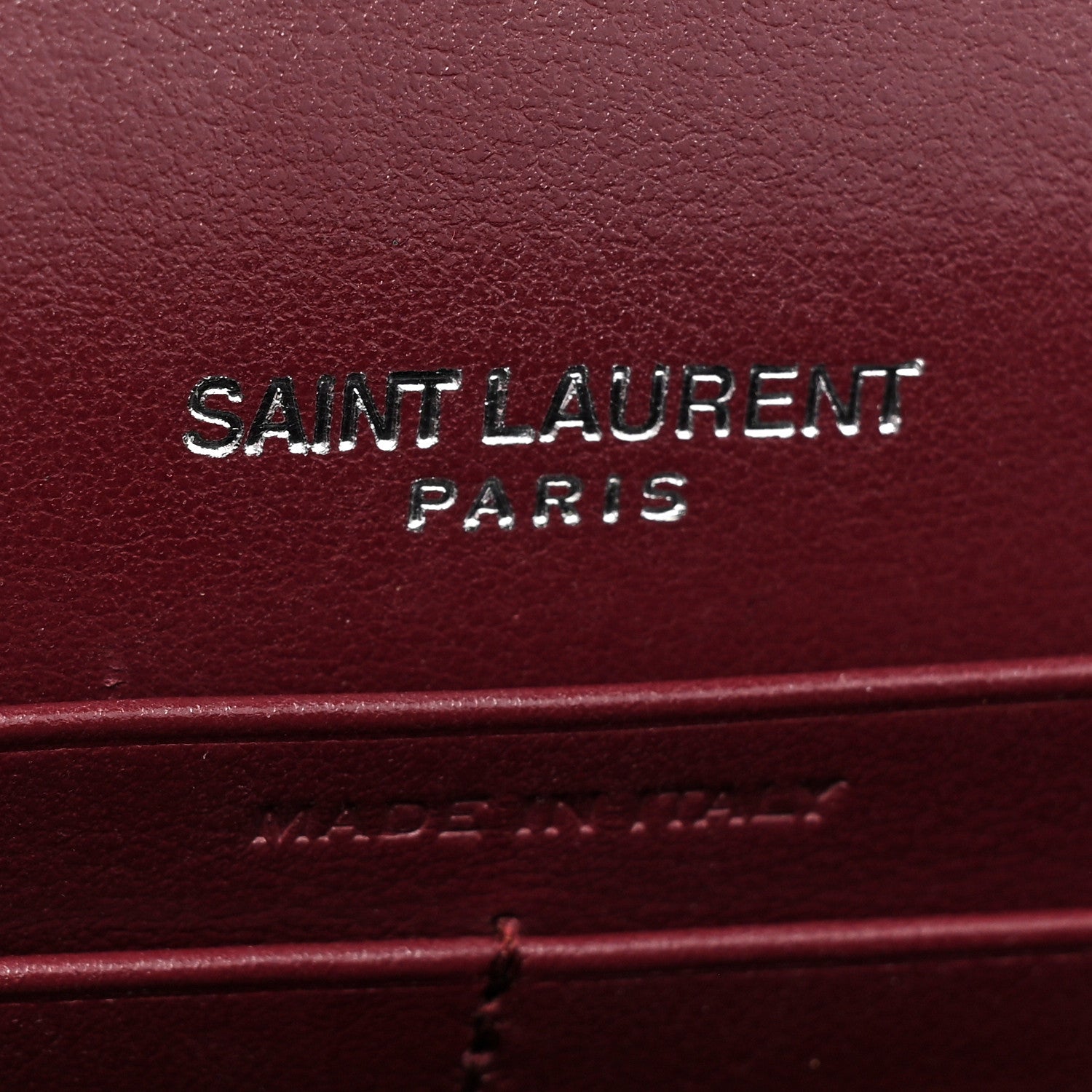 Saint Laurent Calfskin Crocodile Embossed Kate Monogram Tassel Chain Wallet Rouge Legion 6 of 12
