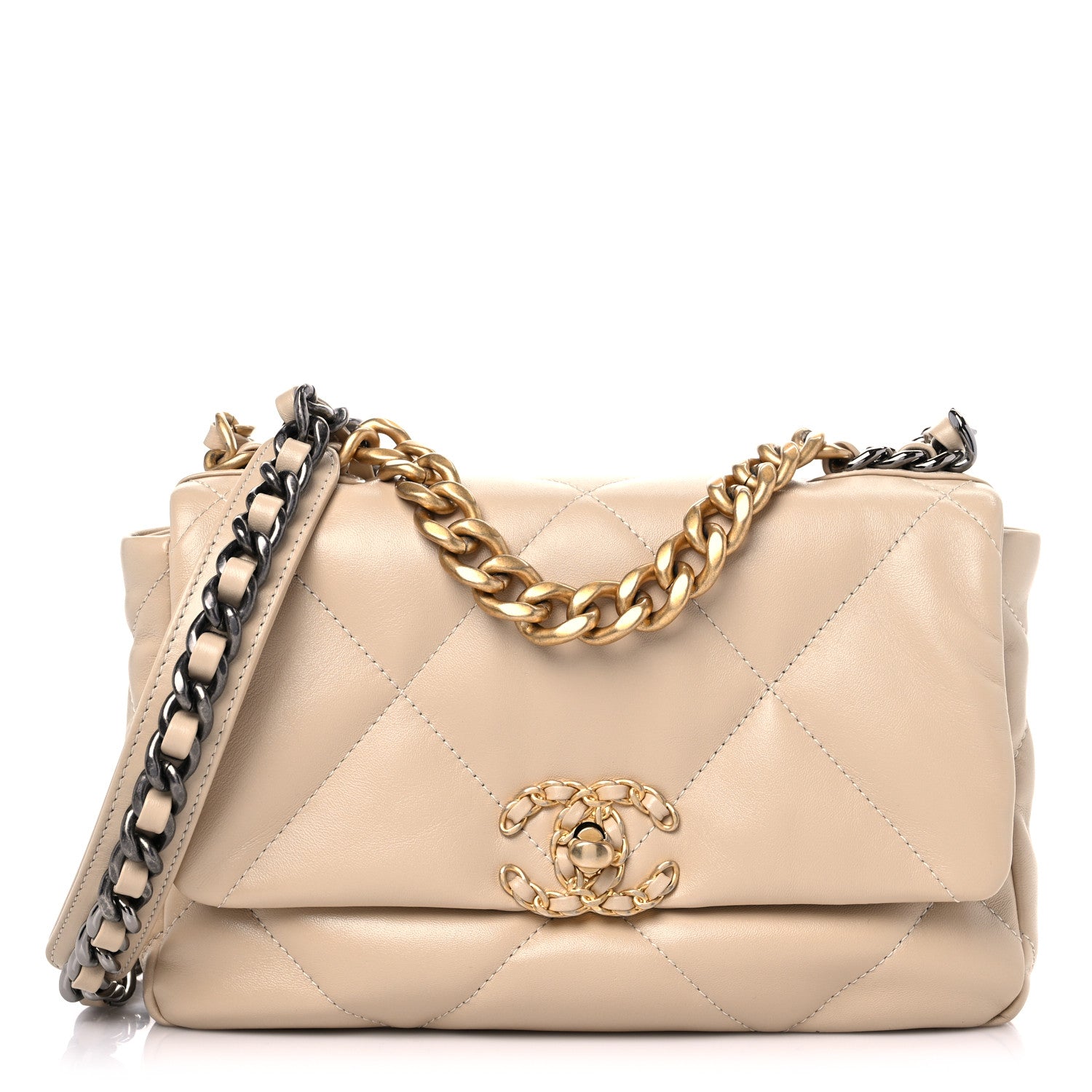 Chanel Lambskin Quilted Medium Chanel 19 Flap Light Beige 1 of 9