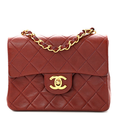 Chanel Lambskin Quilted Mini Square Flap Burgundy 9 of 11
