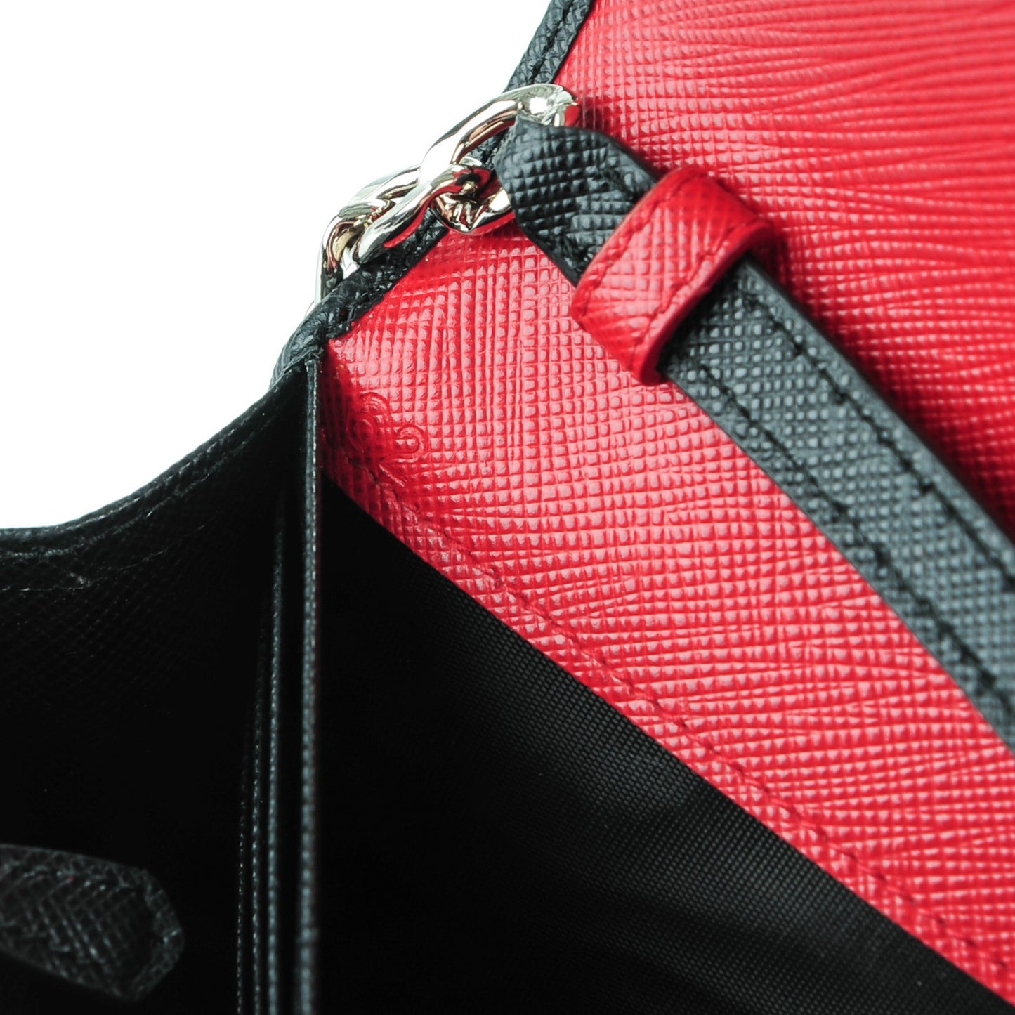 Saffiano Bi-Color Wallet On Chain Nero Black Fuoco