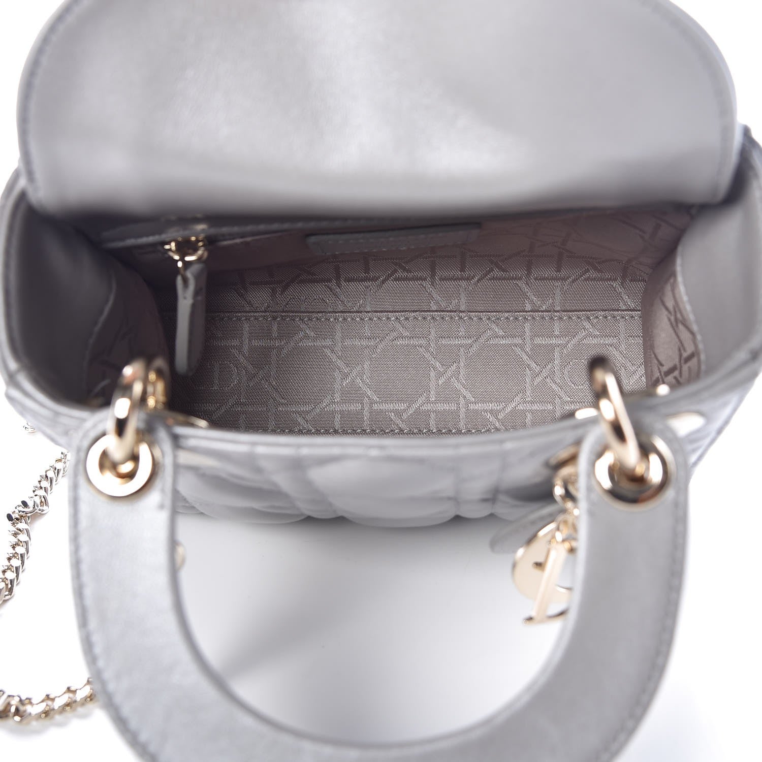 Christian Dior Metallic Lambskin Cannage Mini Lady Dior Grey 6 of 7