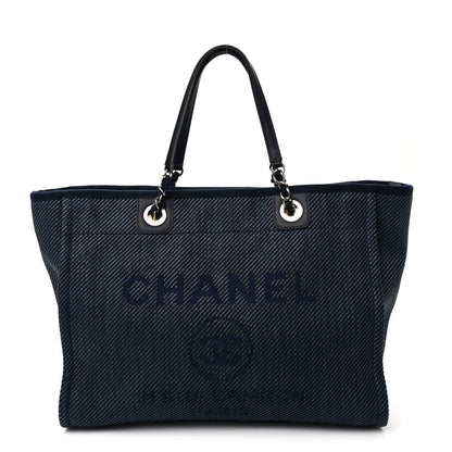 Chanel Mixed Fibers Small Deauville Tote Navy Blue 1 of 10