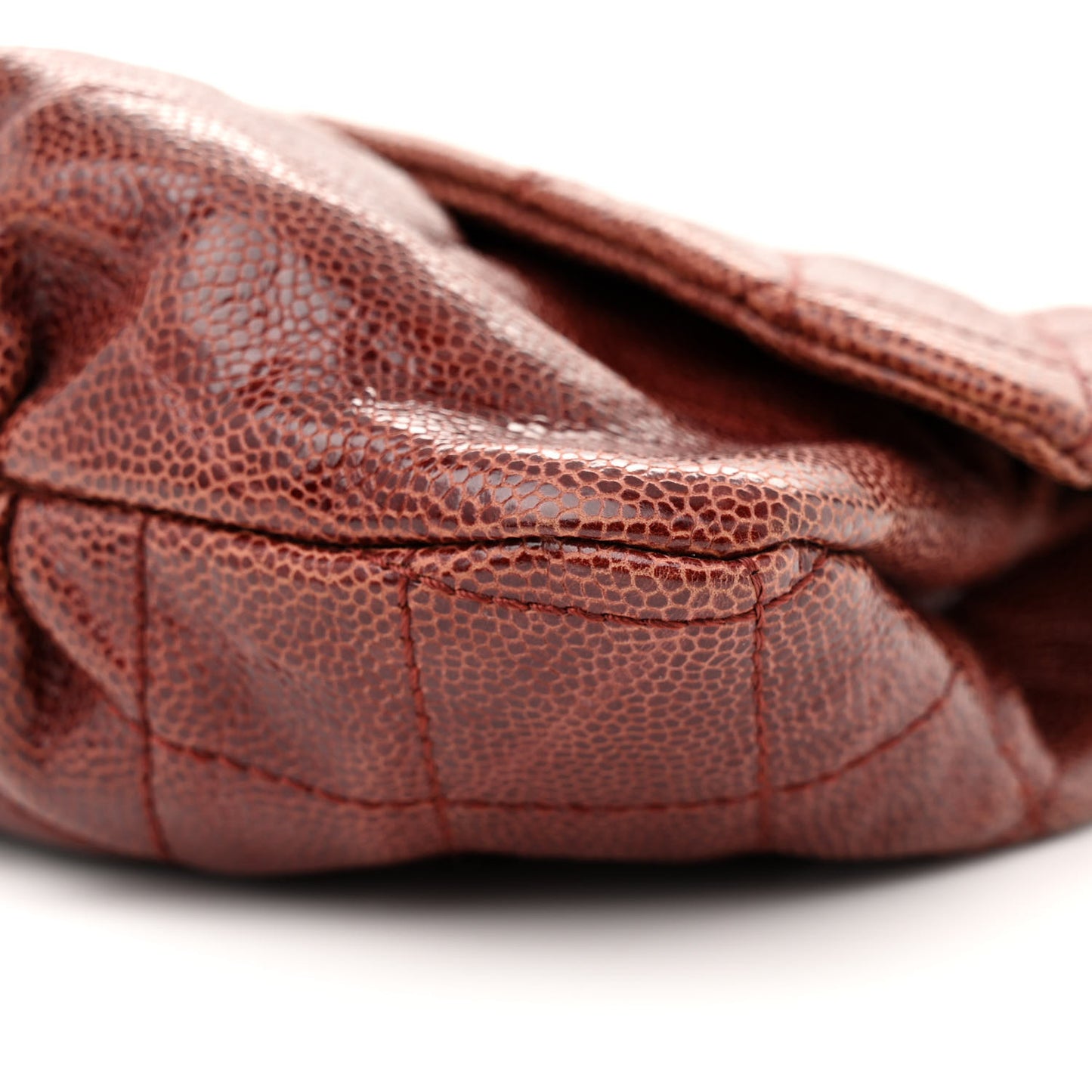 Crumpled Calfskin Quilted Medium Elastic Flap Bordeaux