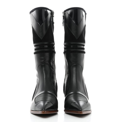Louis Vuitton Goatskin Suede Flag Cowboy Boots 37 Black 2 of 8