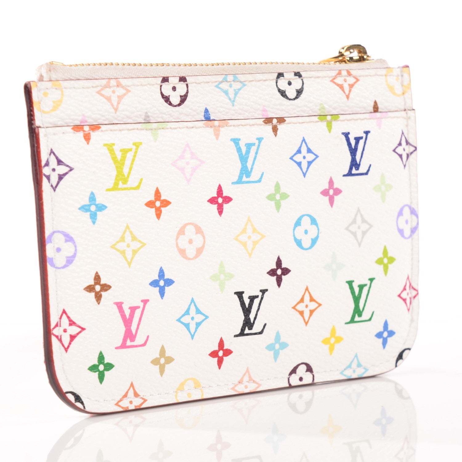Louis Vuitton Monogram Multicolor Key Pouch White Litchi 3 of 7