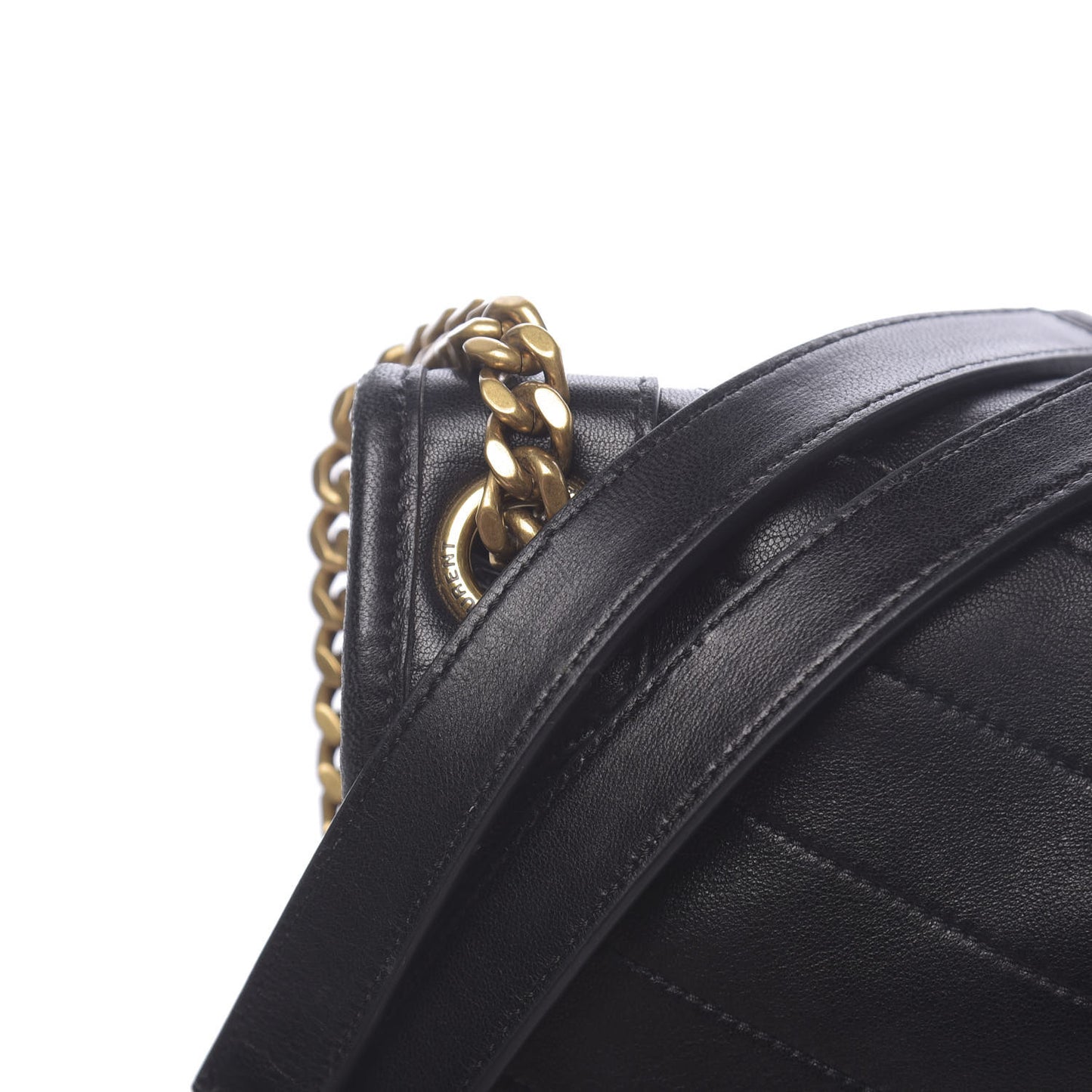 Lambskin Matelasse Monogram Medium Niki Chain Satchel Black