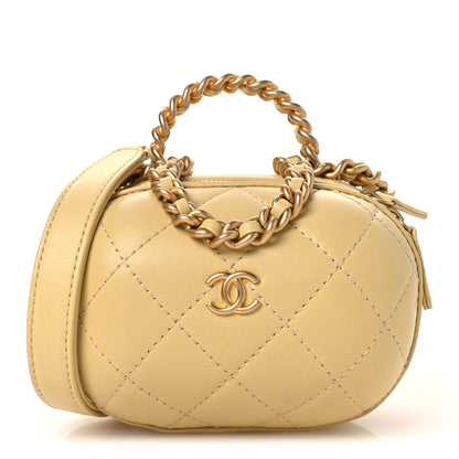 Chanel Lambskin Quilted CC Bubble Vanity Case With Chain Light Yellow 1 of 11