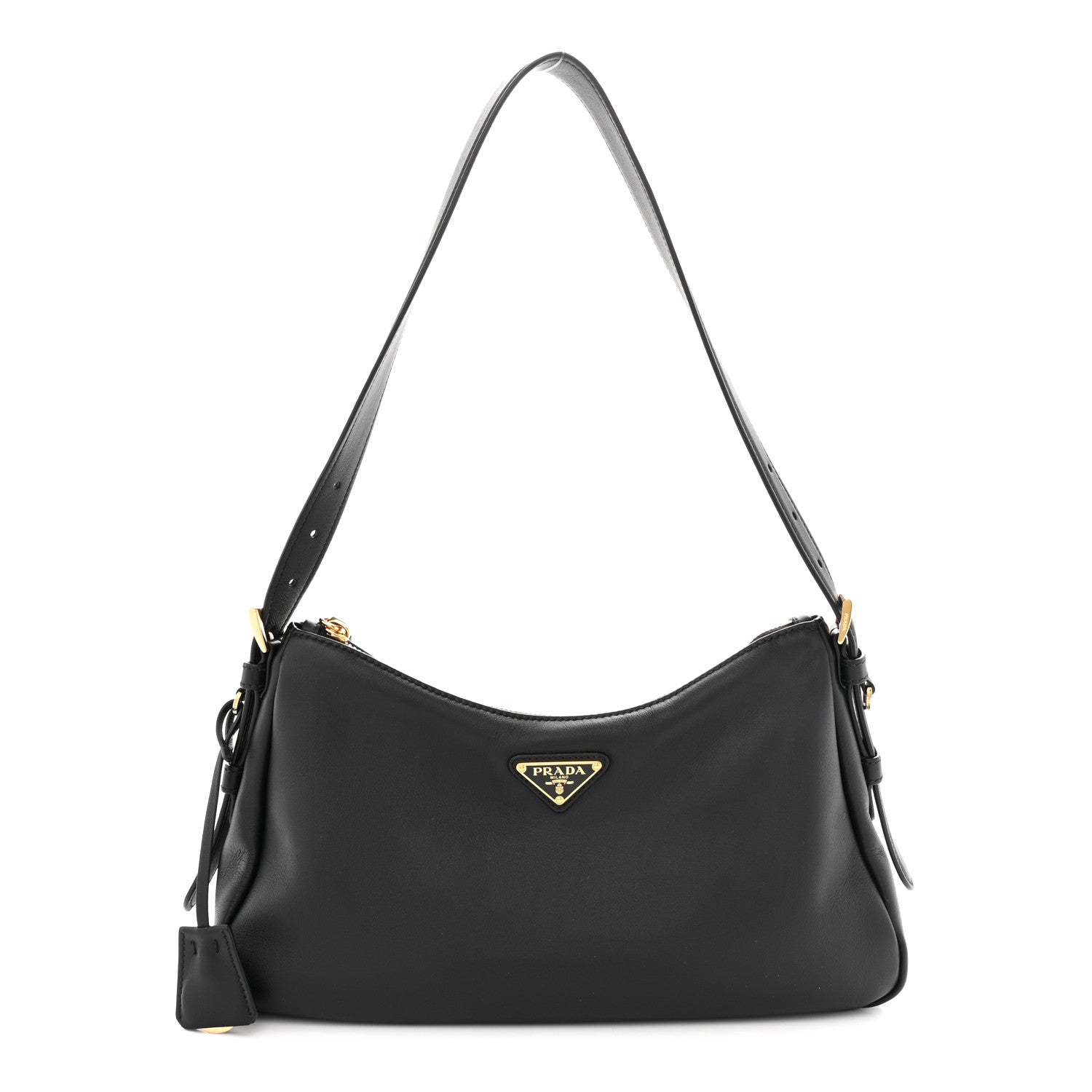 Prada Soft Calfskin Medium Aimee Shoulder Bag Black 1888412