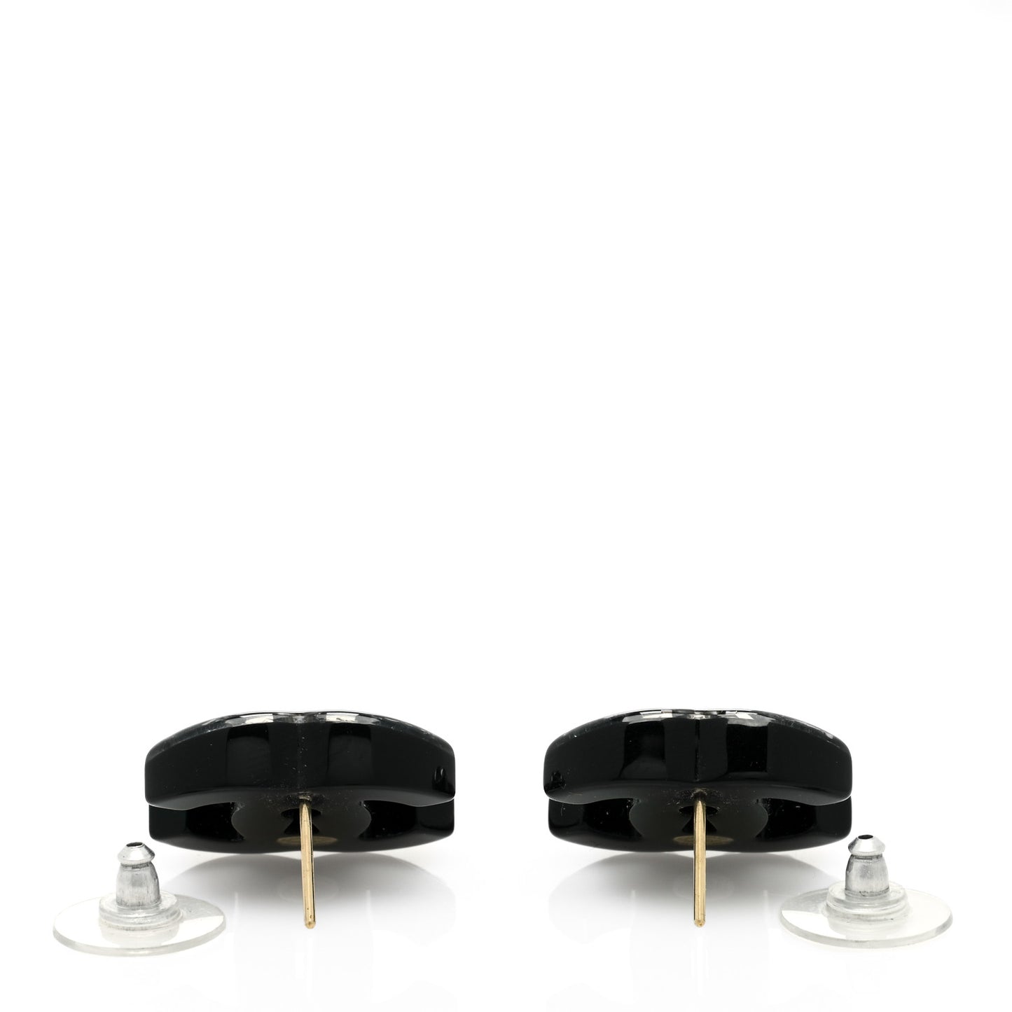 Resin Crystal Pearl CC Earrings Black