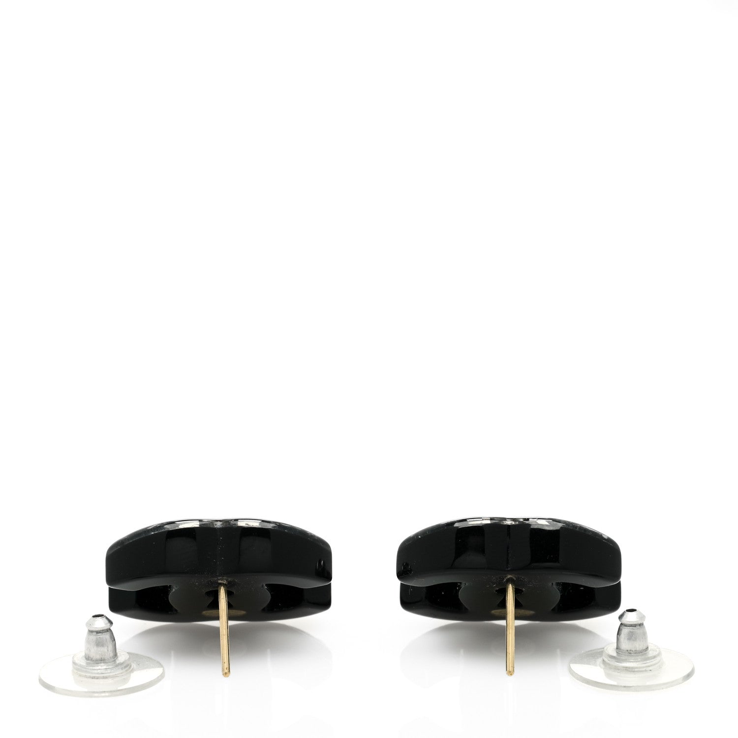 Chanel Resin Crystal Pearl CC Earrings Black 3 of 4