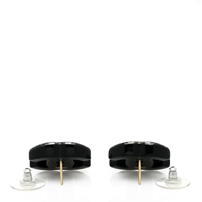 Chanel Resin Crystal Pearl CC Earrings Black 3 of 4