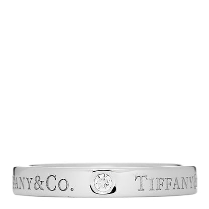 Tiffany Platinum Diamond Logo Band Ring 52 6 1 of 4