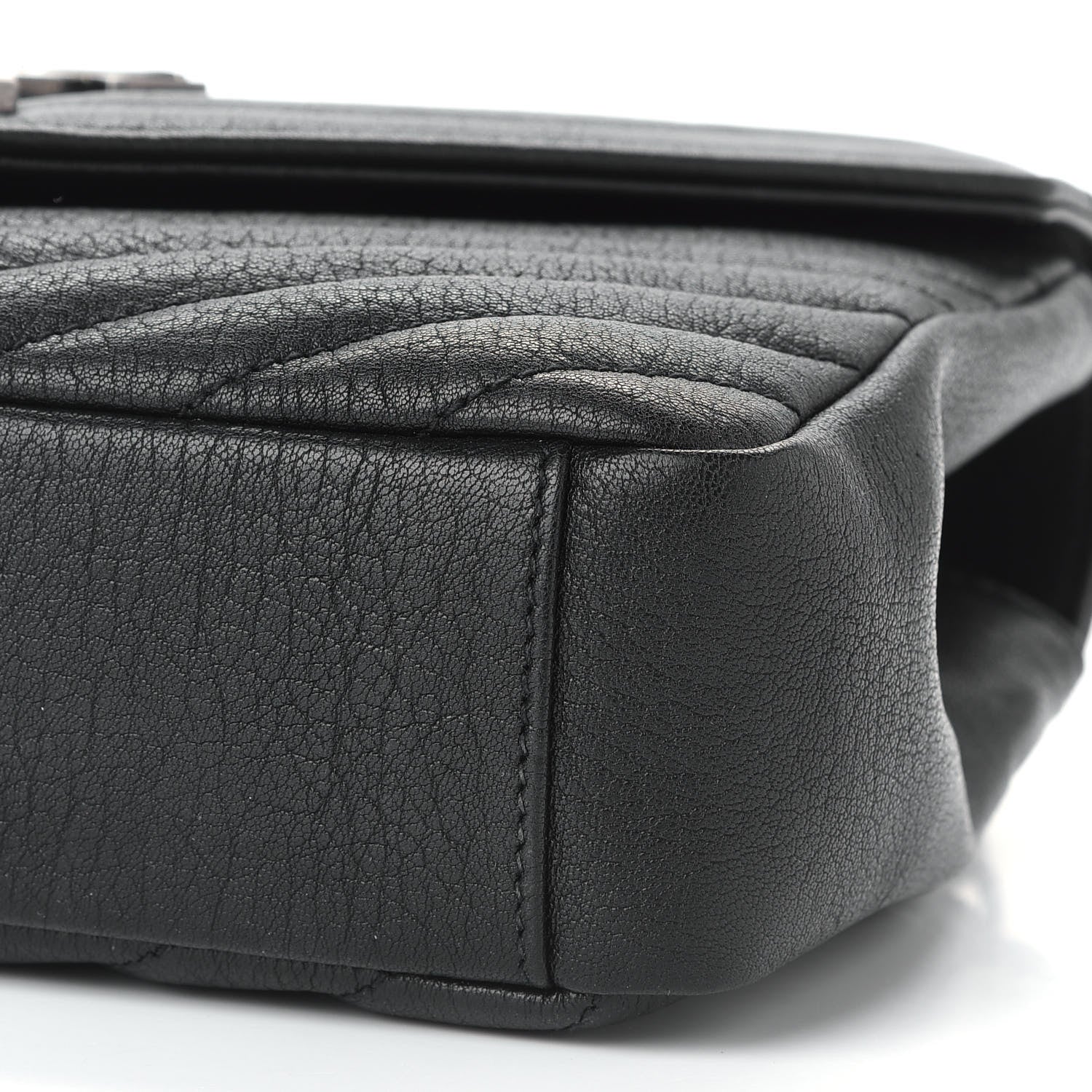 Saint Laurent Sheepskin Matelasse Chevron Monogram Medium College Bag Black 8 of 8