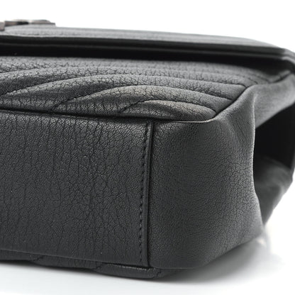 Saint Laurent Sheepskin Matelasse Chevron Monogram Medium College Bag Black 8 of 8