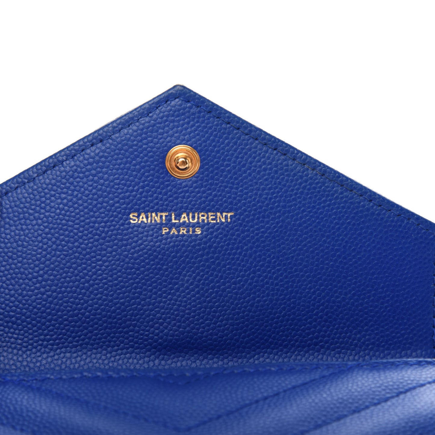 Grain De Poudre Matelasse Chevron Small Monogram Envelope Wallet Royal Blue
