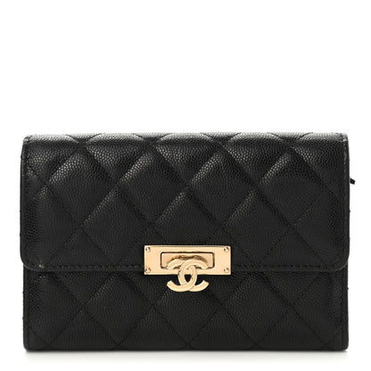 Chanel Caviar Quilted Small Golden Class Flap Wallet Black 1 of 7