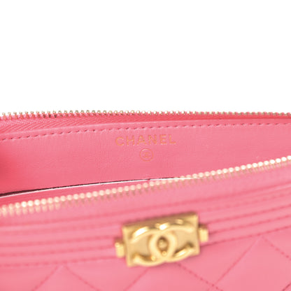Chanel Lambskin Quilted Small Boy Zipped Pouch Pink 6 of 11