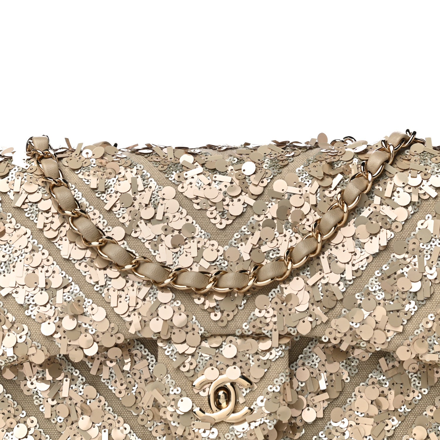 Chanel Sequins Chevron Medium Flap Gold 11 of 16