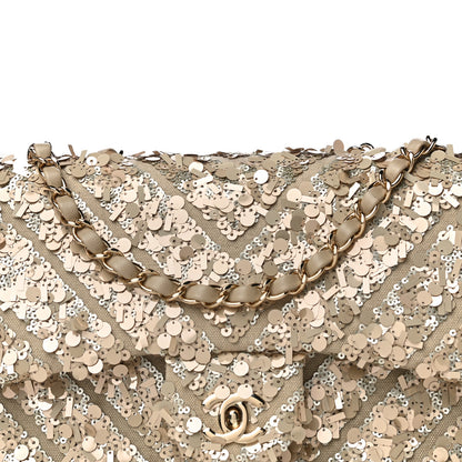 Chanel Sequins Chevron Medium Flap Gold 11 of 16