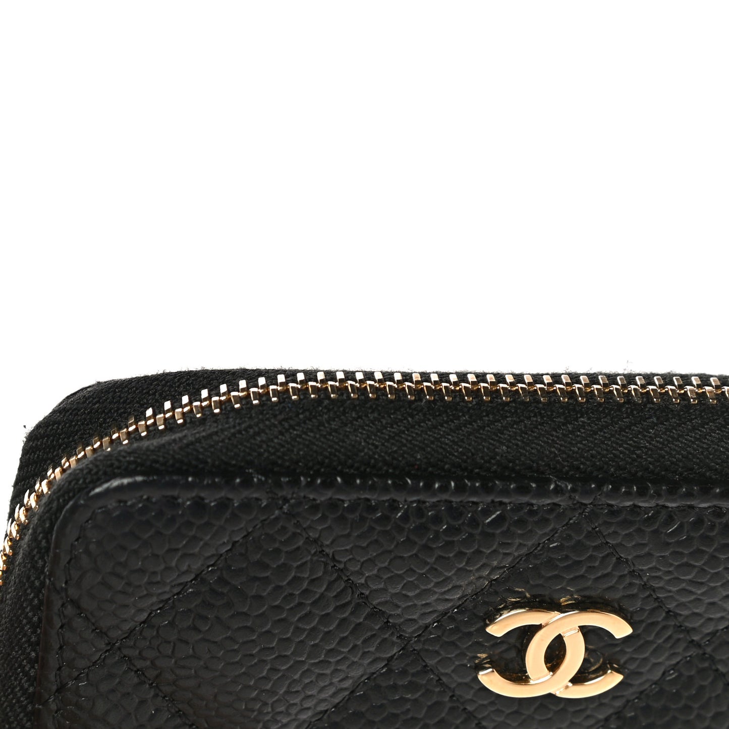 Caviar Quilted Zip Coin Purse Black
