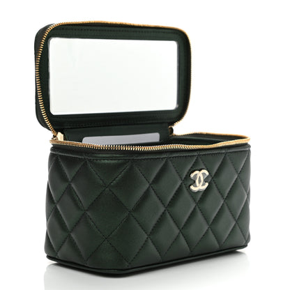 Chanel Iridescent Lambskin Quilted Small Top Handle Vanity Case With Chain Green 6 of 11
