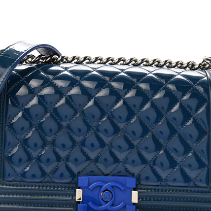 Chanel Patent Calfskin Quilted Medium Plexiglass Boy Flap Blue 8 of 16