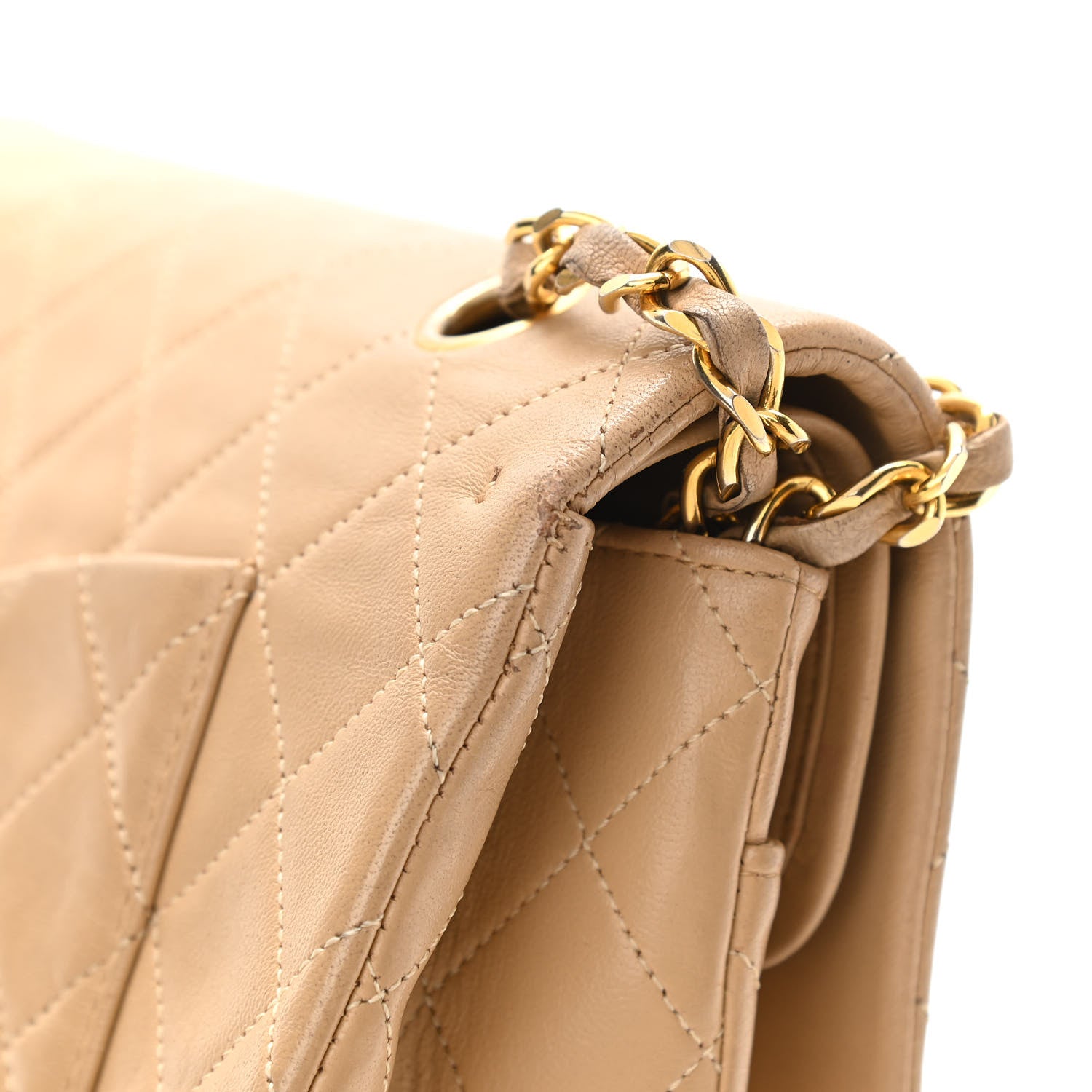 Chanel Lambskin Quilted Medium Double Flap Beige 10 of 17
