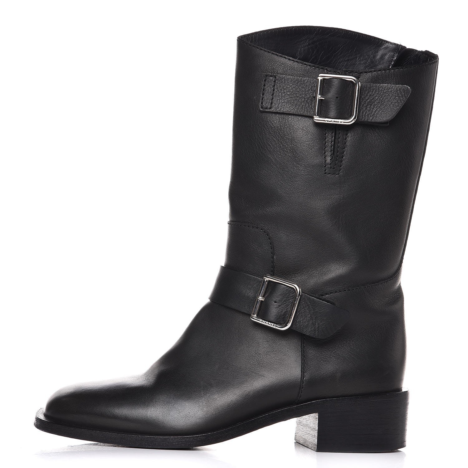 Chanel Calfskin Asymmetrical Mid Calf Boots 36.5 Black 1 of 10