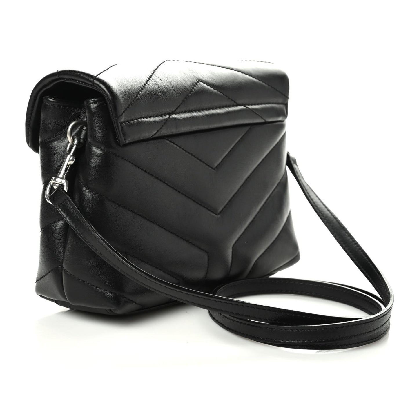 Calfskin Y Quilted Monogram Toy Loulou Crossbody Bag Black