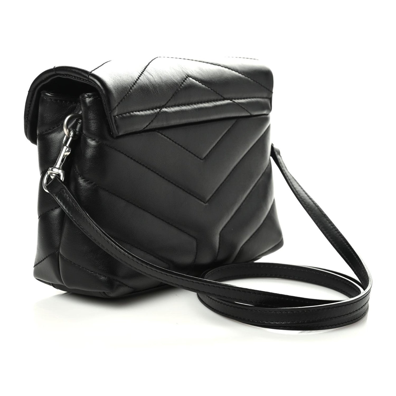 Saint Laurent Calfskin Y Quilted Monogram Toy Loulou Crossbody Bag Black 3 of 9
