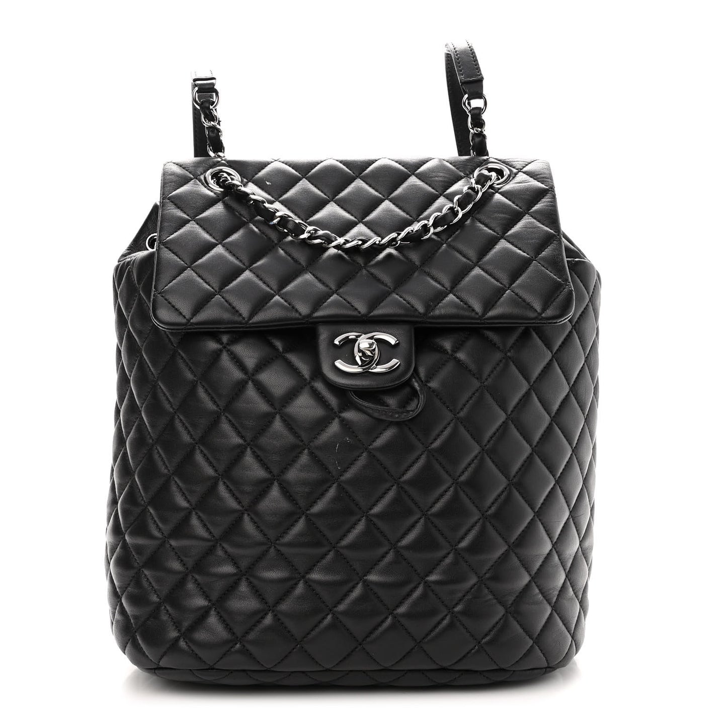 Lambskin Quilted Large Urban Spirit Backpack Black