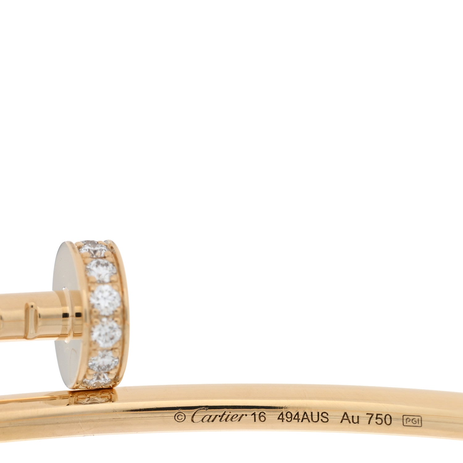 Cartier 18K Yellow Gold Diamond Small Juste Un Clou Bracelet 16 3 of 5
