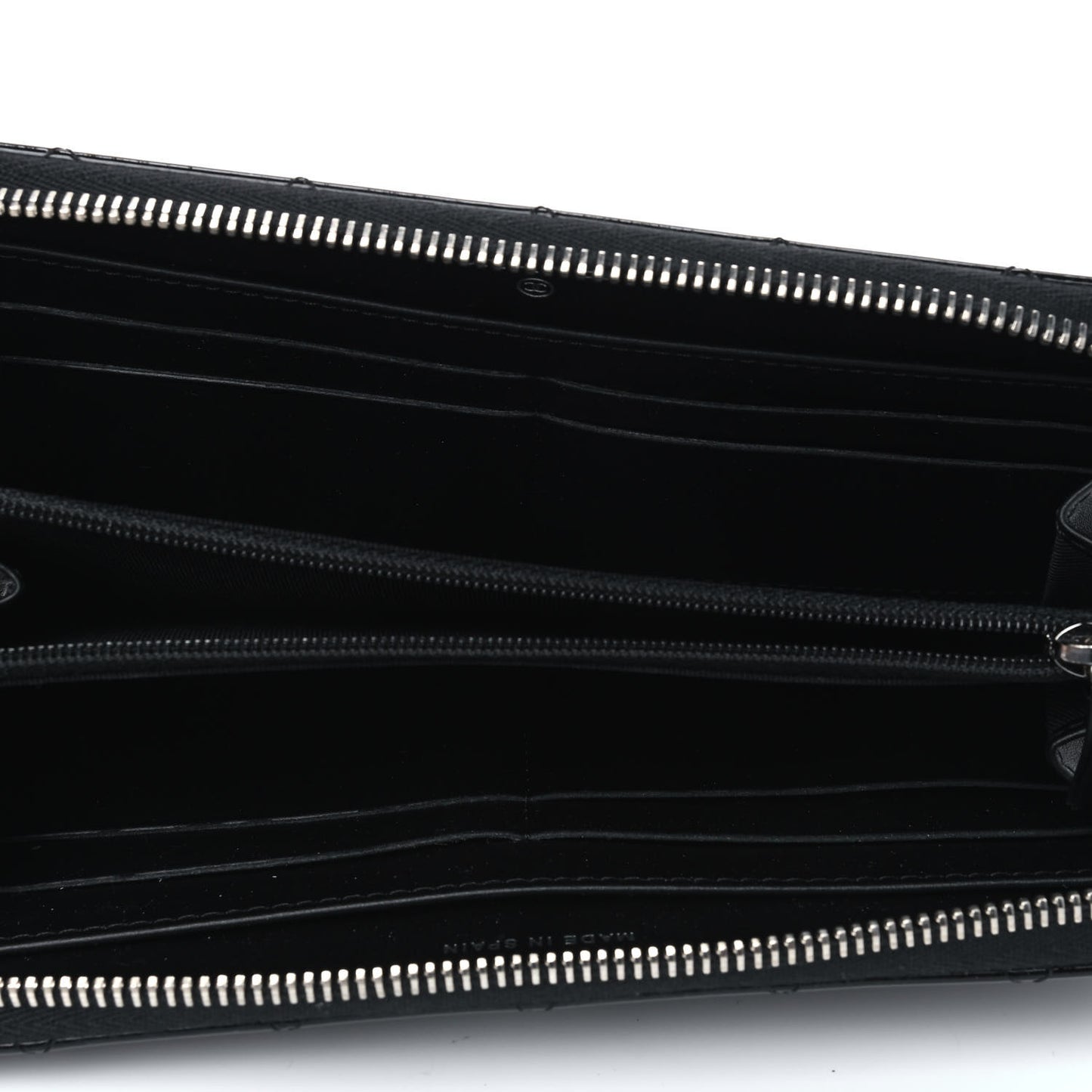Patent Quilted Large Gusset Zip Around Wallet Black
